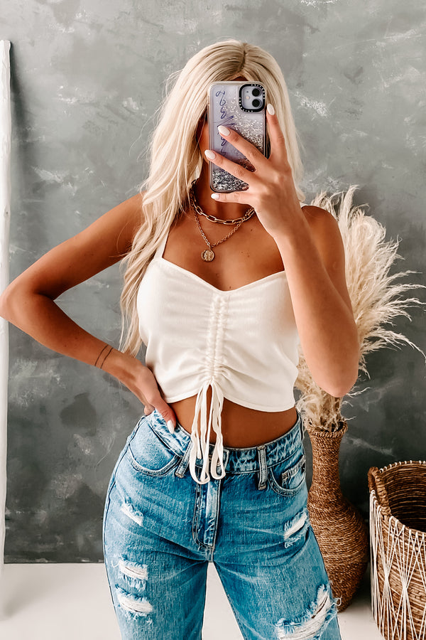 Jeanine Front Ruched Detail Top (Ivory) - NanaMacs