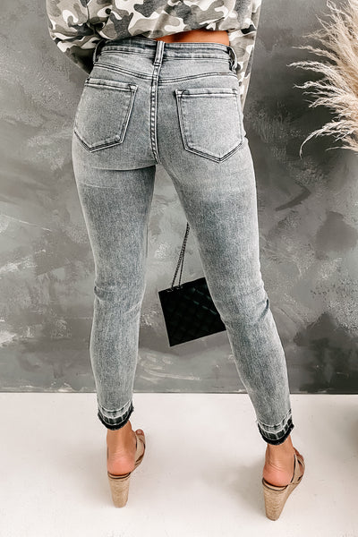 Grey Matter High Rise Ankle Skinny Kancan (Light Grey) - NanaMacs