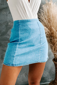 Sacramento Stroll Denim Mini Skirt (Light Denim) - NanaMacs