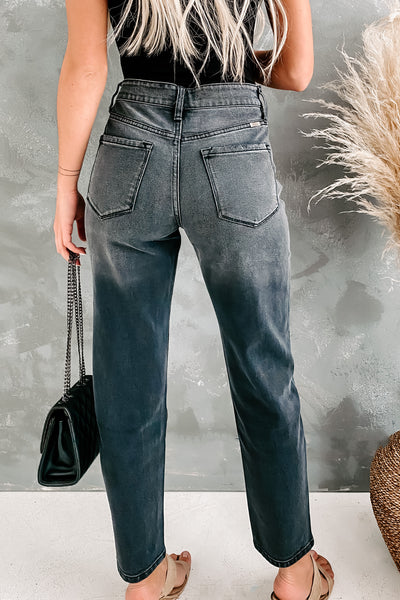 Liliane High Rise Mom Jean Kancan (Washed Black) - NanaMacs