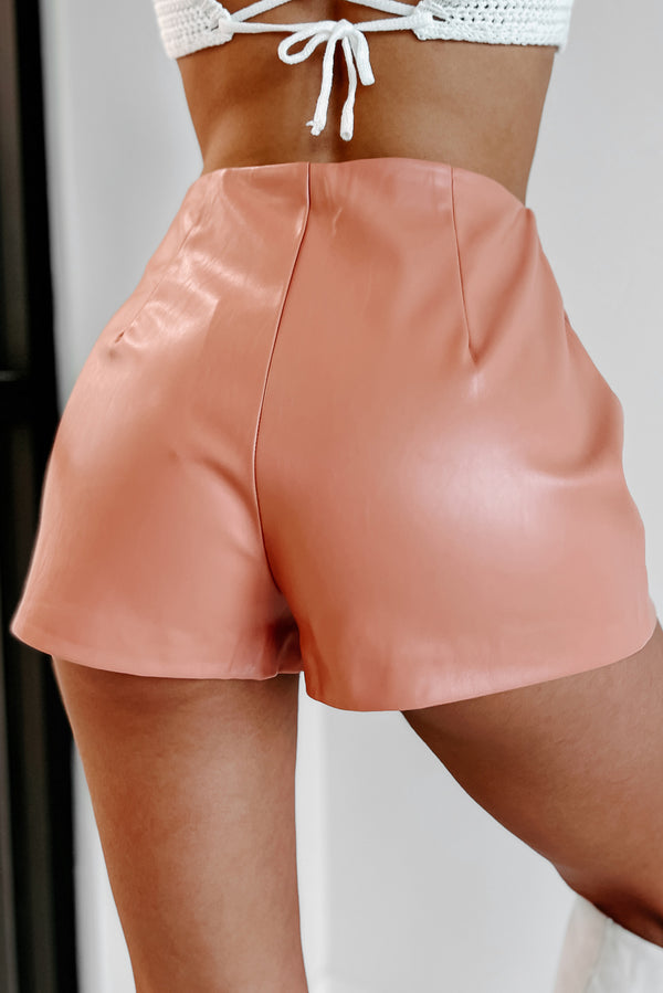 She's Perfection Faux Leather Skort (Sienna) - NanaMacs