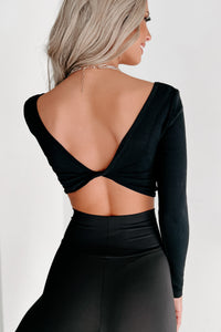 As Simple As That Twist Back Long Sleeve Top (Black) - NanaMacs