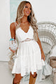 Creative Vision Lace Tie-Back Ruffled Dress (White) - NanaMacs