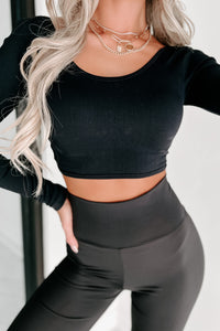 As Simple As That Twist Back Long Sleeve Top (Black) - NanaMacs