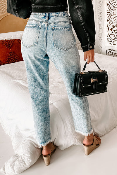 Distracted Kancan High Rise Acid Wash Distressed Mom Jean (Medium) - NanaMacs