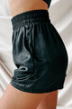 Pining Away Satin Elastic Waist Shorts (Black) - NanaMacs