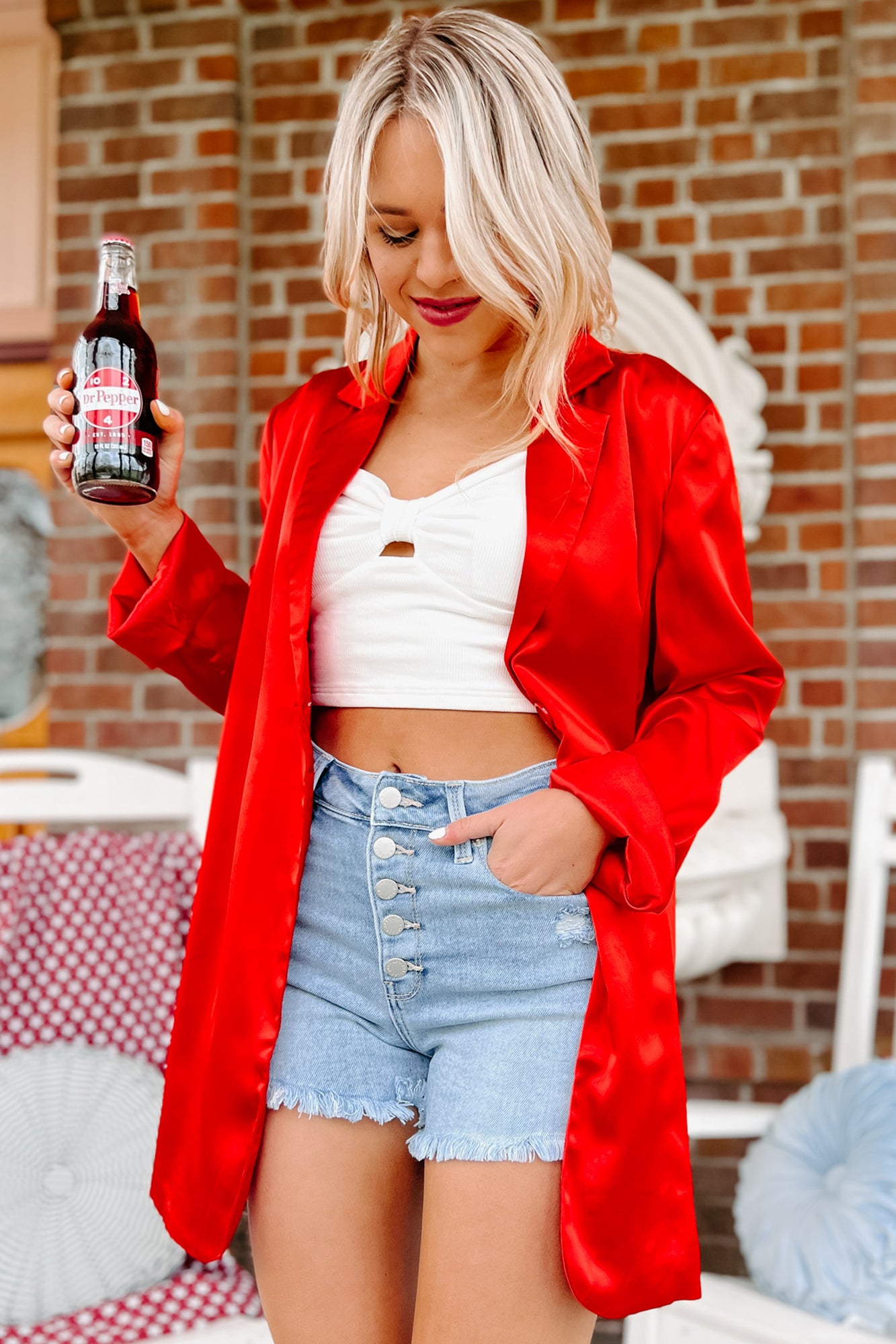 Satin red clearance blazer