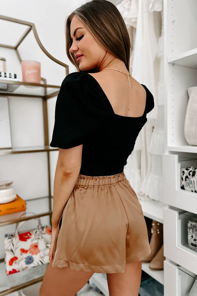 Match My Energy Puffed Sleeve Crop Top (Black) - NanaMacs