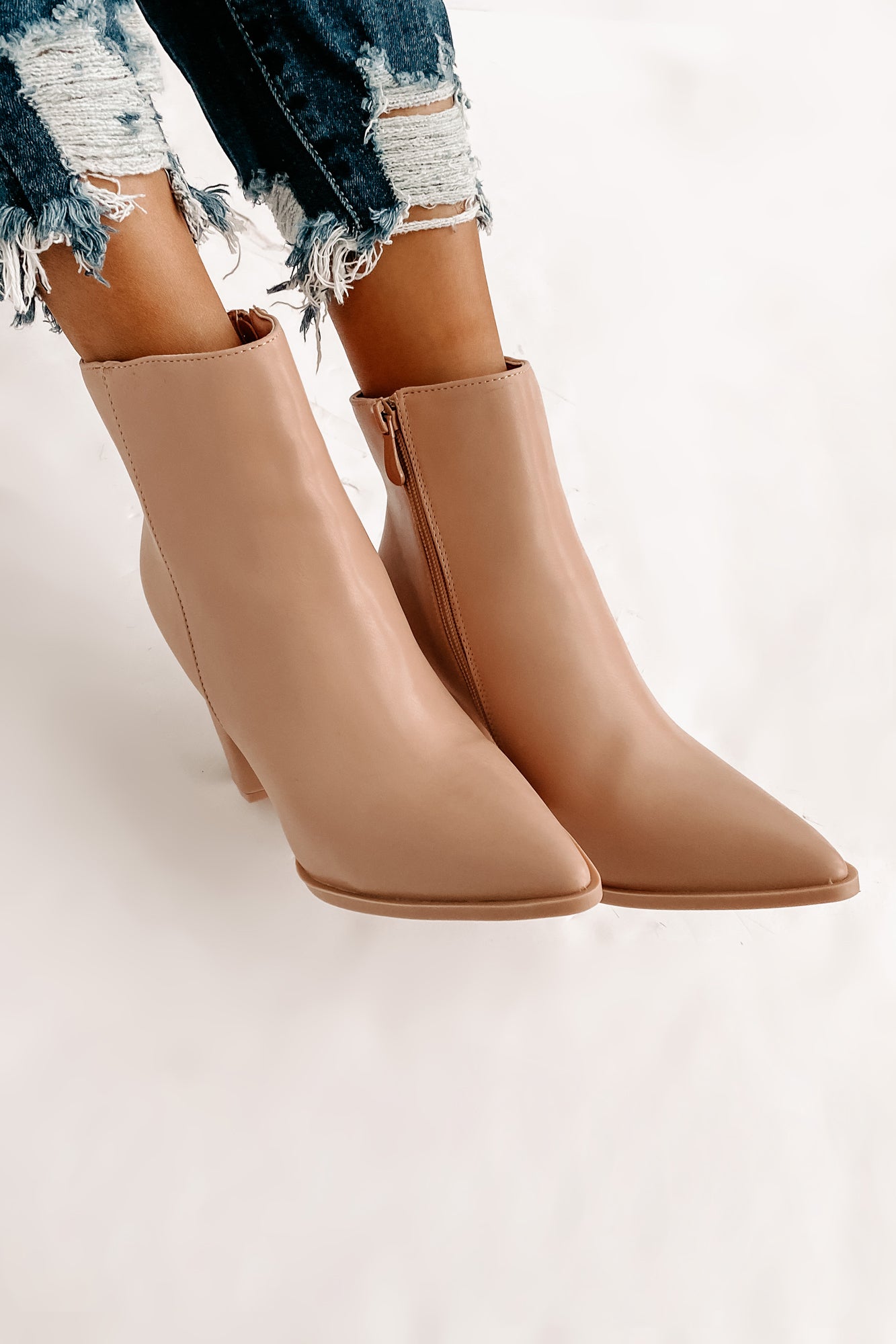 Obsession Game Pointed Toe Bootie (Taupe) - NanaMacs