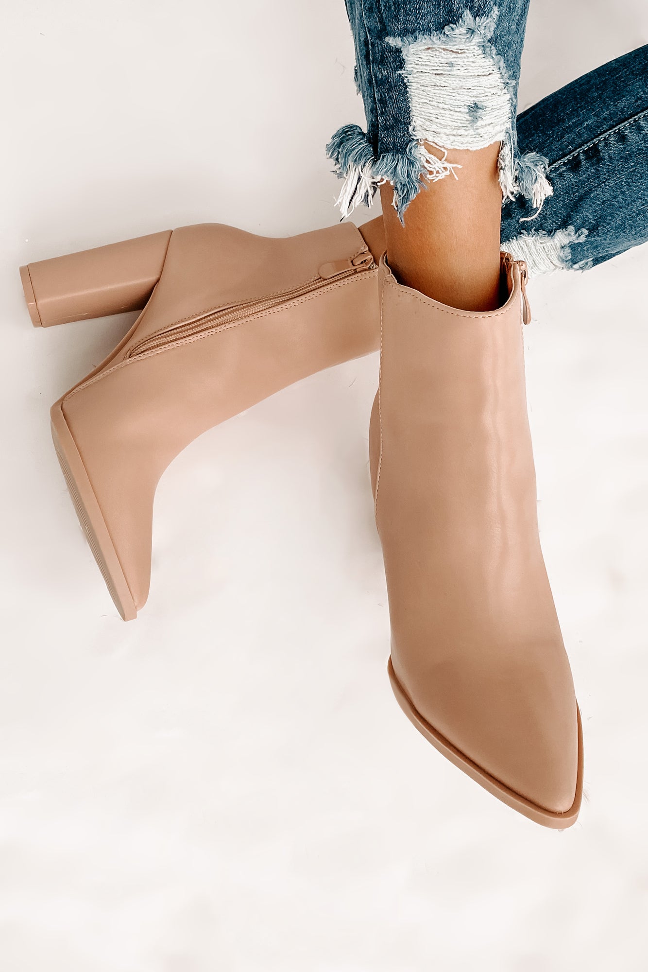 Obsession Game Pointed Toe Bootie (Taupe) - NanaMacs