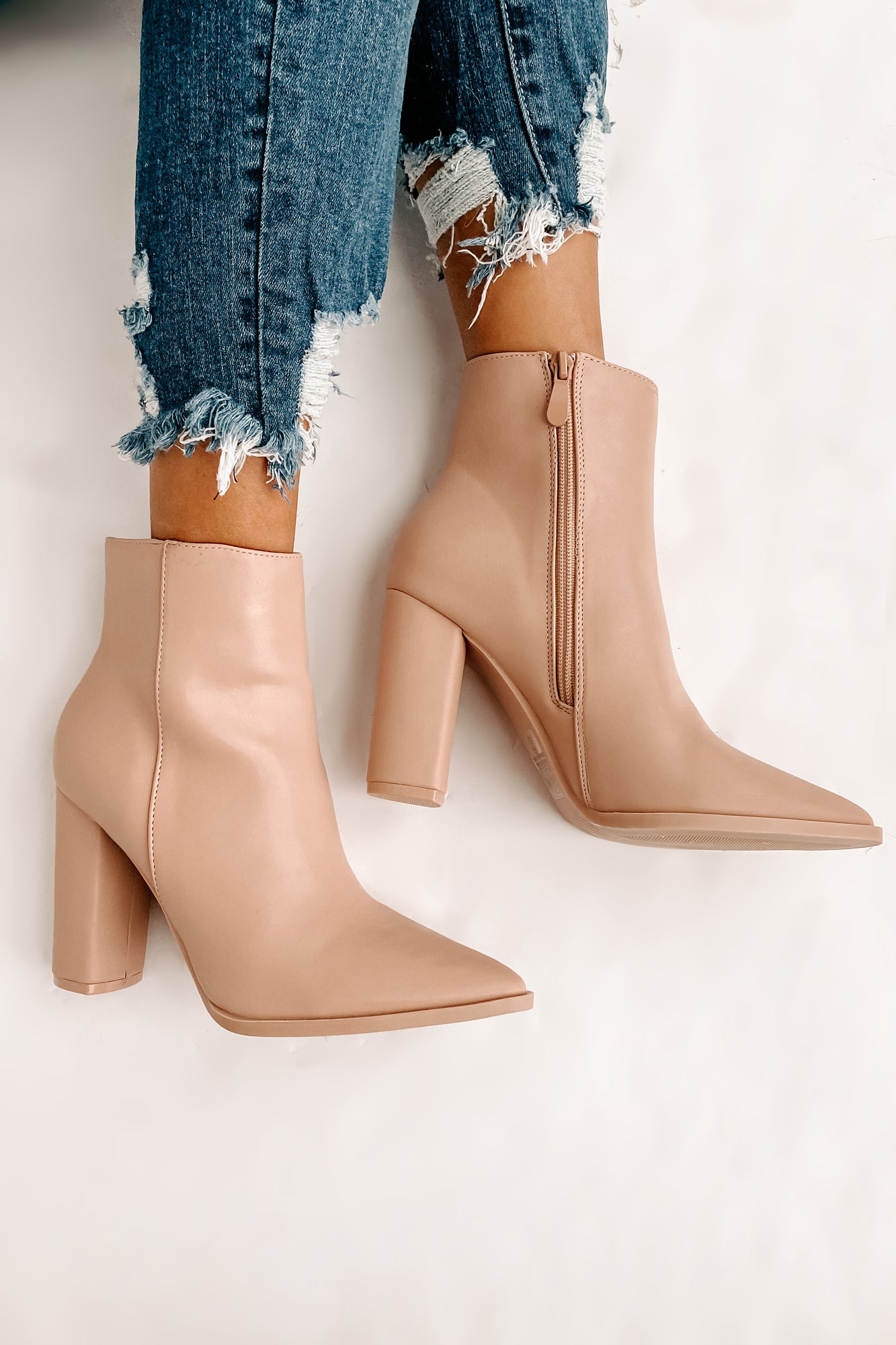 Obsession Game Pointed Toe Bootie (Taupe) - NanaMacs