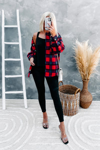 Backwoods Babe Checkered Plaid Shacket (Red) - NanaMacs