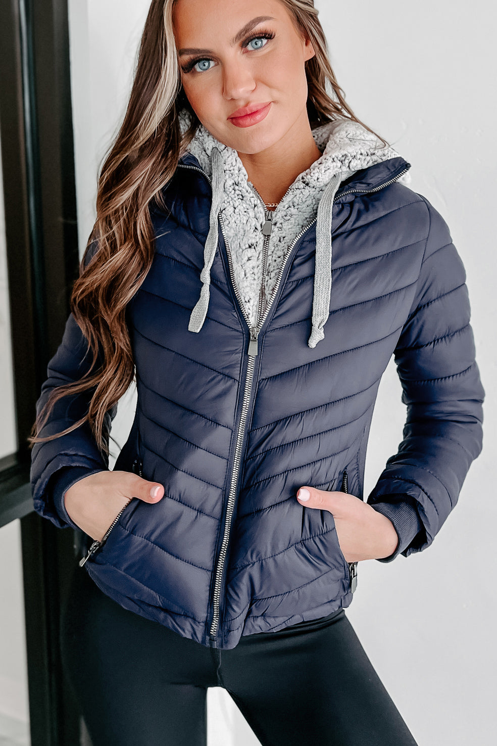 Navy womens puffer sales coat