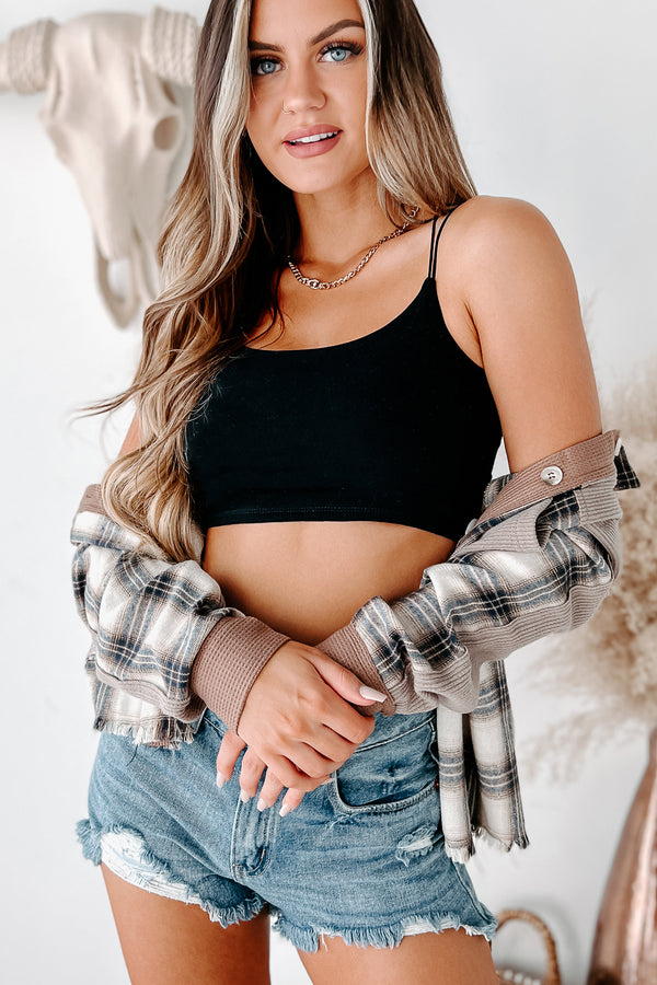 Beat The Heat Knit Cami Crop Top (Black) - NanaMacs