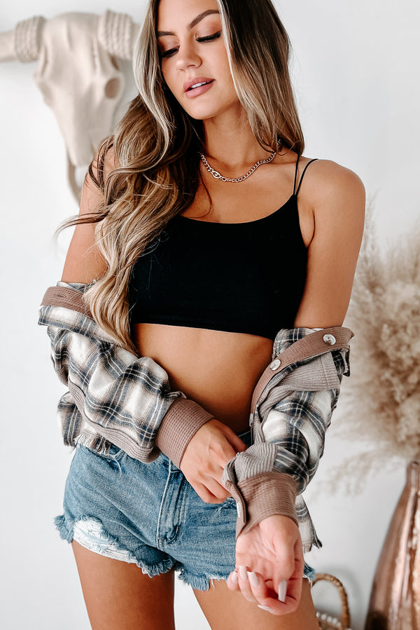 Beat The Heat Knit Cami Crop Top (Black) - NanaMacs