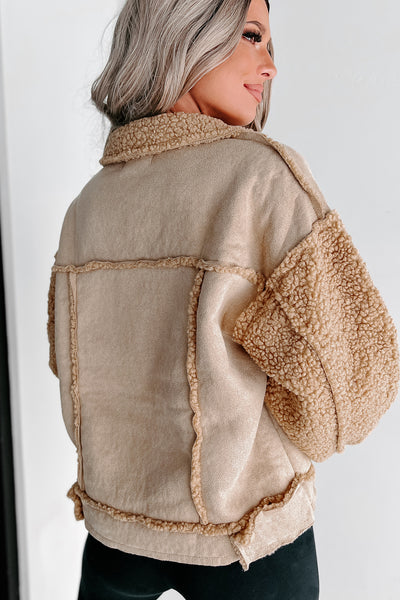 Doorbuster- Hold You Near Sherpa Lined Faux Suede Jacket (Mocha) - NanaMacs