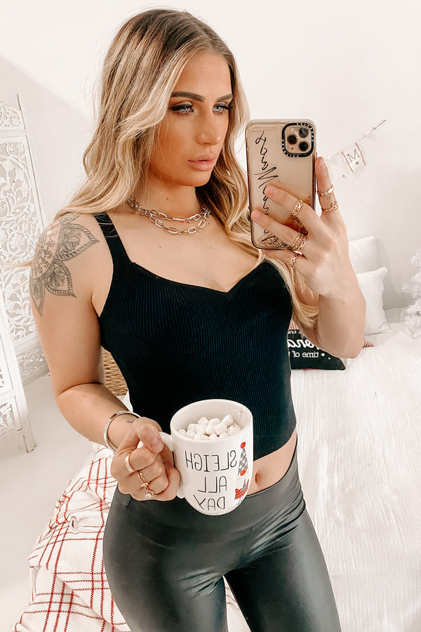 Jessie Sweater Knit Cropped Tank Top (Black) - NanaMacs