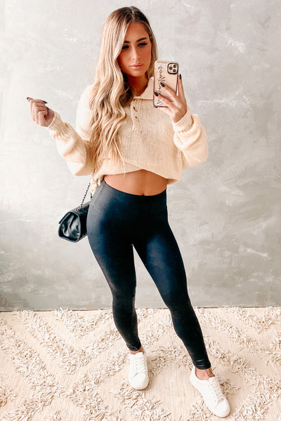 Fall Breeze Collared Sweater (Cream) - NanaMacs