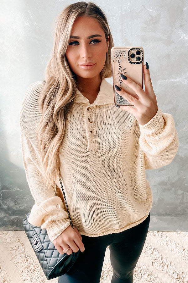 Fall Breeze Collared Sweater (Cream) - NanaMacs
