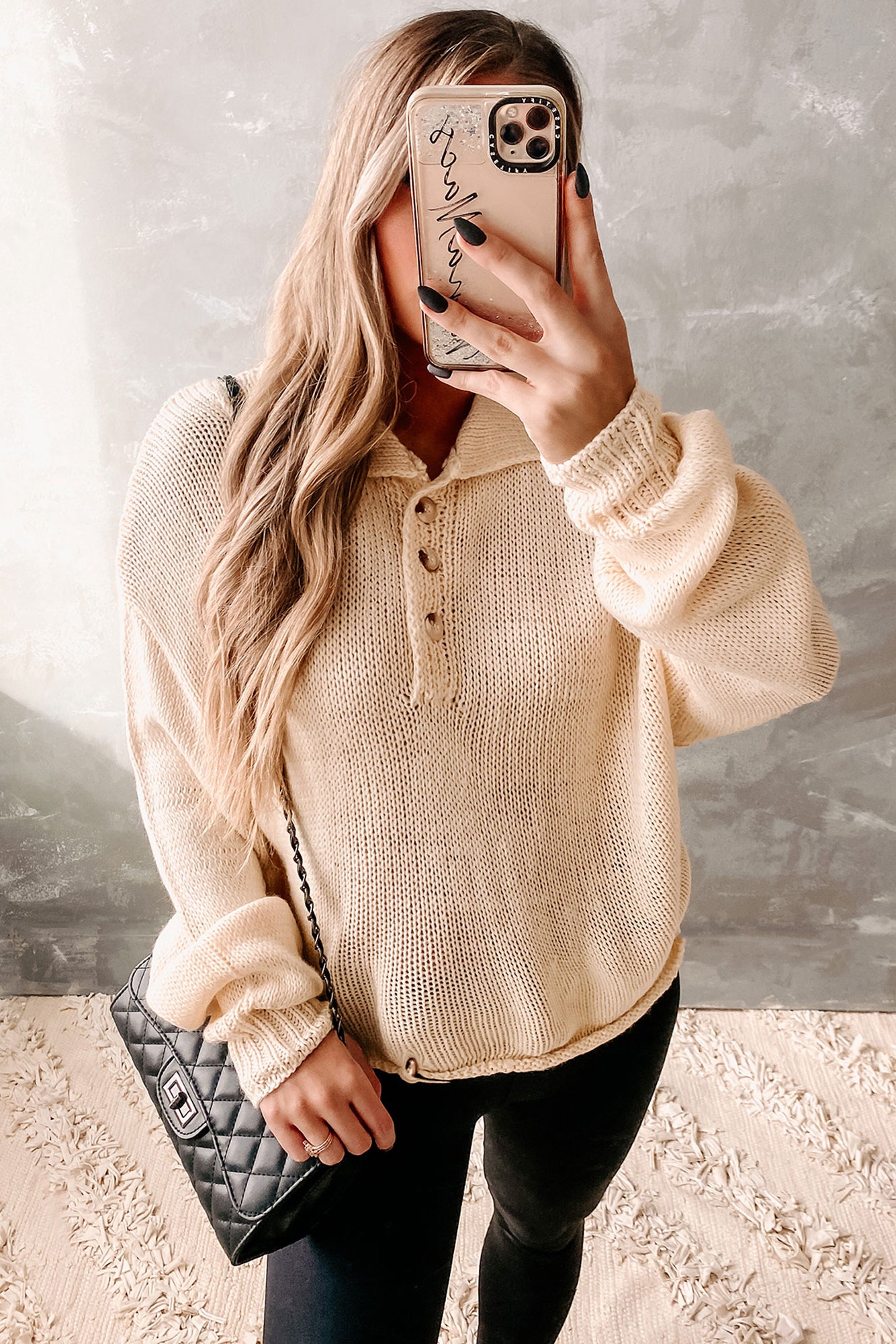 Fall Breeze Collared Sweater (Cream) - NanaMacs