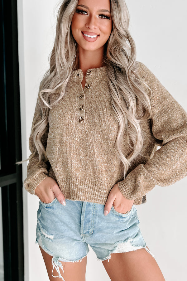 Aspire To Move Button Front Sweater (Mocha) - NanaMacs