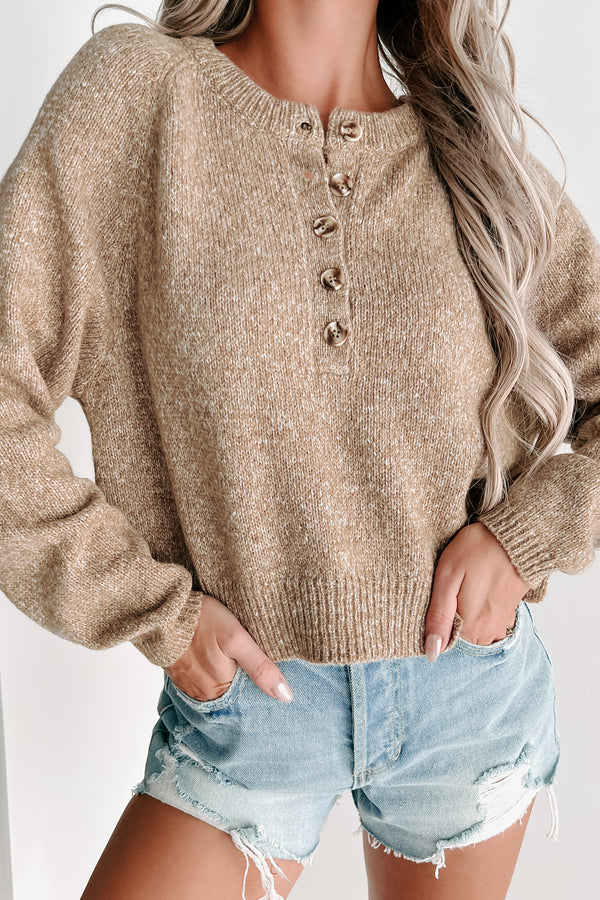 Aspire To Move Button Front Sweater (Mocha) - NanaMacs