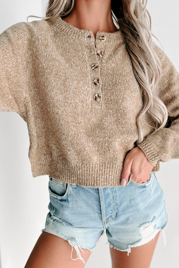 Aspire To Move Button Front Sweater (Mocha) - NanaMacs