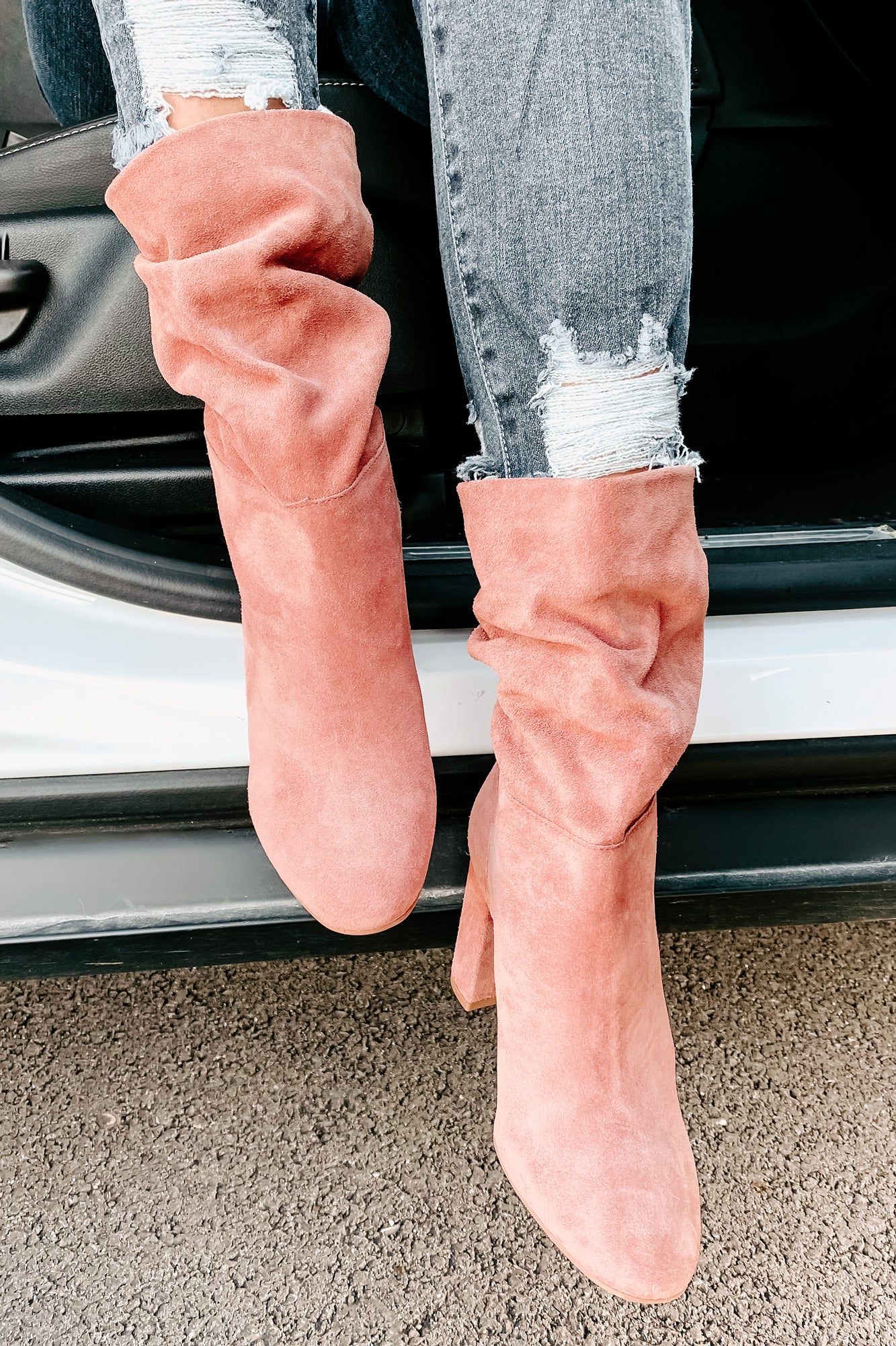 IMPERFECT Forget Yesterday Slouchy Faux Suede Boots (Rose) - NanaMacs