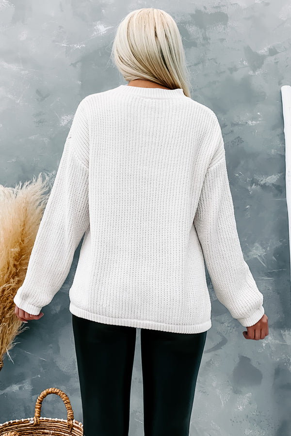 Craving Cuddles Chenille Button-Neck Sweater (Cream) - NanaMacs