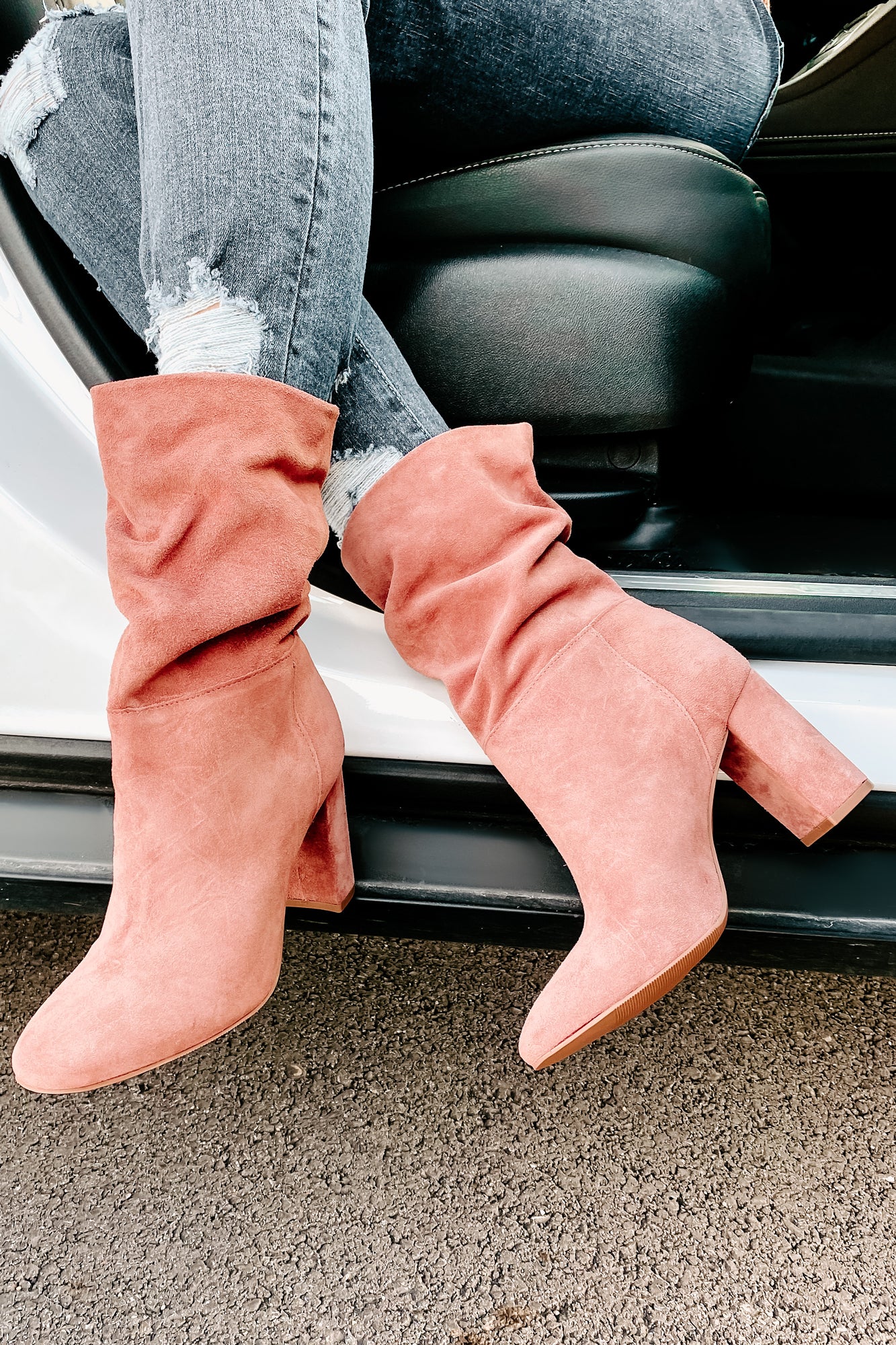 IMPERFECT Forget Yesterday Slouchy Faux Suede Boots (Rose) - NanaMacs