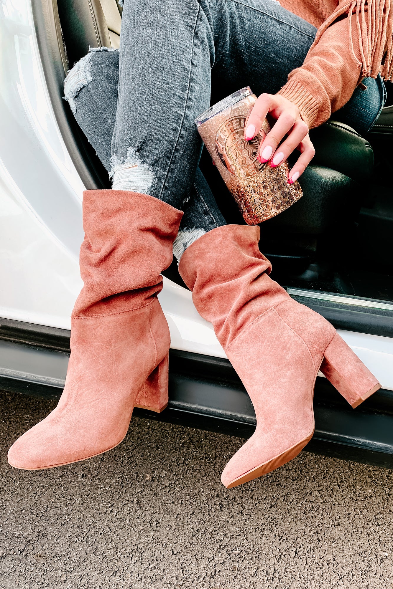 IMPERFECT Forget Yesterday Slouchy Faux Suede Boots (Rose) - NanaMacs