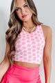 Be That Girl Padded Floral Crop Top (Pink) - NanaMacs