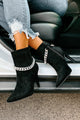 Linked To You Faux Suede Chain Detail Bootie (Black) - NanaMacs