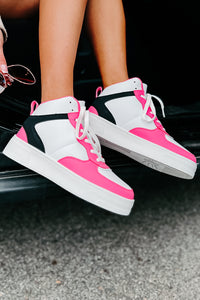 Here To Hoop High-Top Sneakers (Hot Pink) - NanaMacs