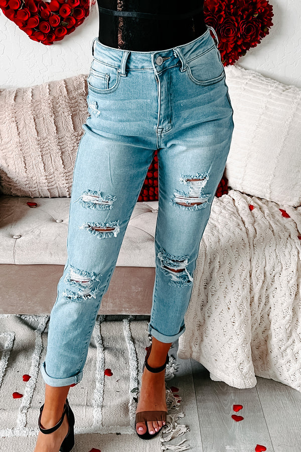 Mavis High Rise Distressed Mom Jeans (Light) - NanaMacs