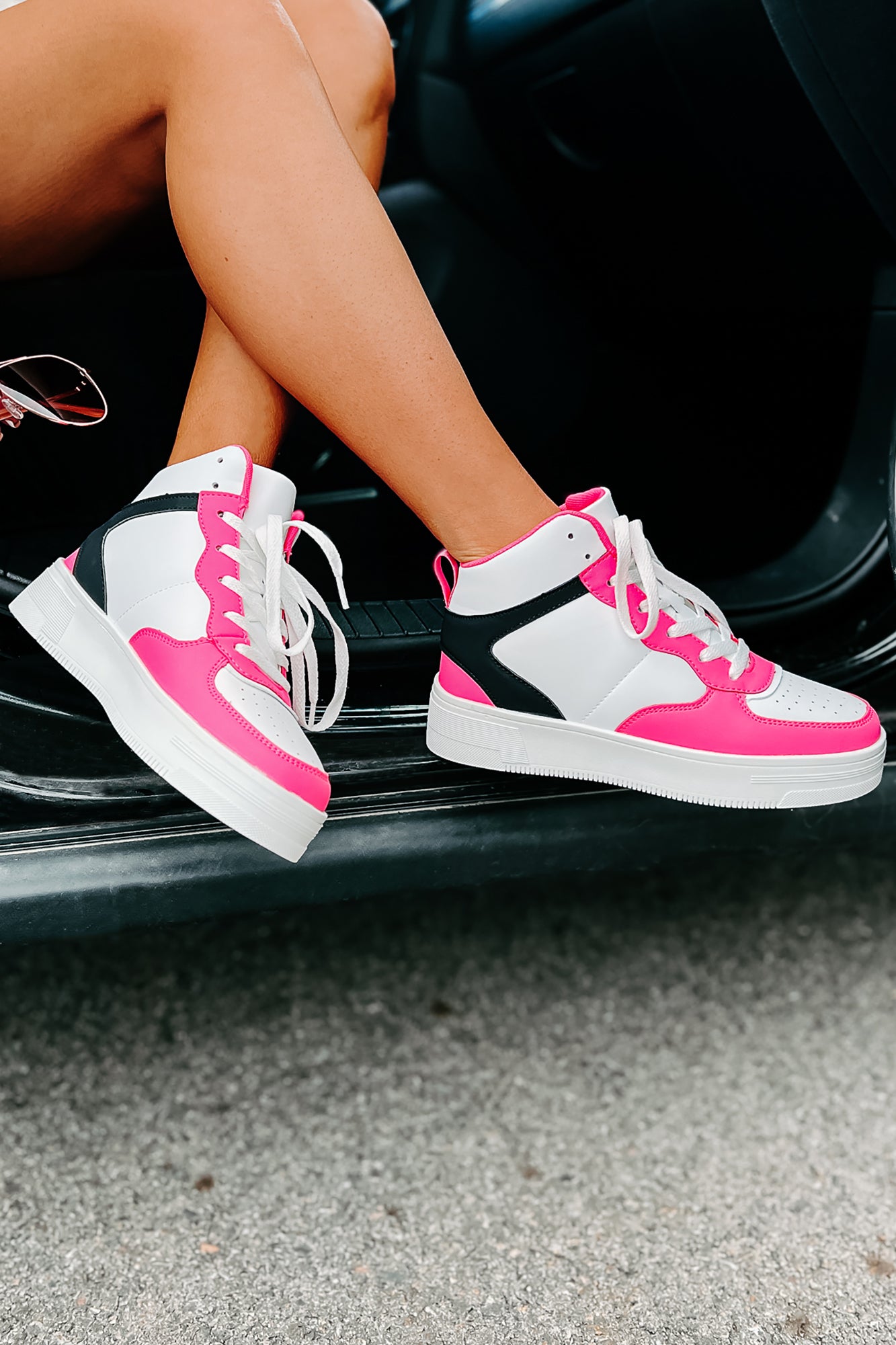 Here To Hoop High-Top Sneakers (Hot Pink) - NanaMacs