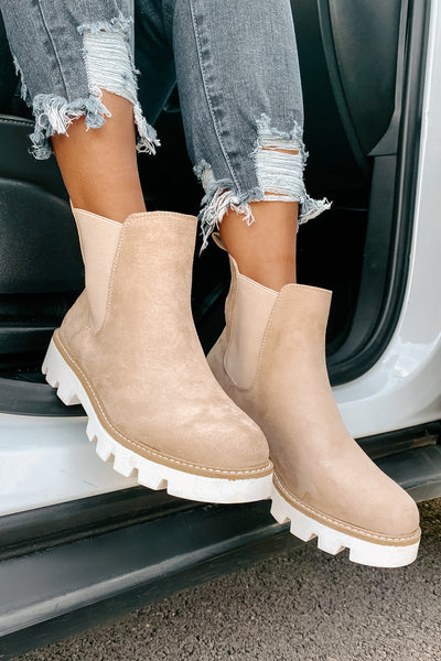 IMPERFECT Jenkins Faux Suede Booties (Cream) - NanaMacs