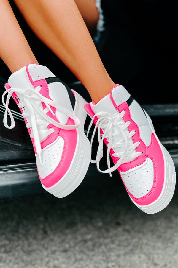 Here To Hoop High-Top Sneakers (Hot Pink) - NanaMacs