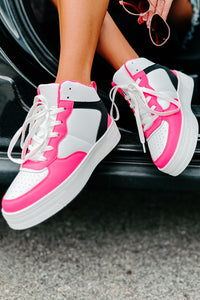 Here To Hoop High-Top Sneakers (Hot Pink) - NanaMacs