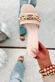 Endless Elegance Chain Embellished Chunky Heeled Sandals (Nude) - NanaMacs