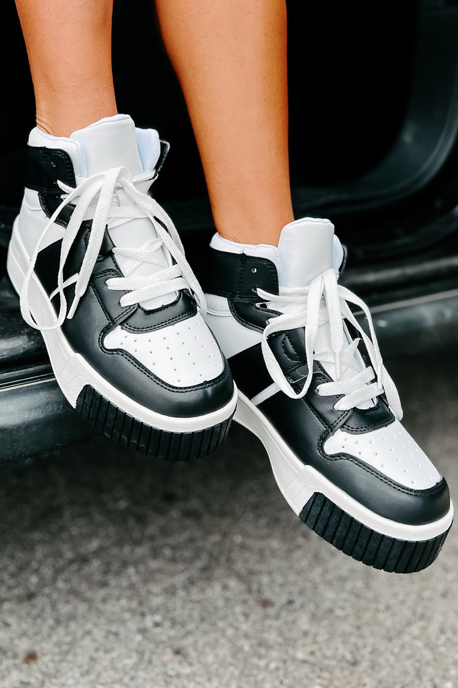 Matina High Top Sneakers (Black/White) - NanaMacs