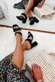 Being Exclusive Braided Strap Square Toe Heeled Sandals (Black) - NanaMacs