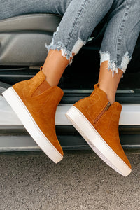 Suede Sweetie Faux Suede High Top Sneakers (Camel) - NanaMacs