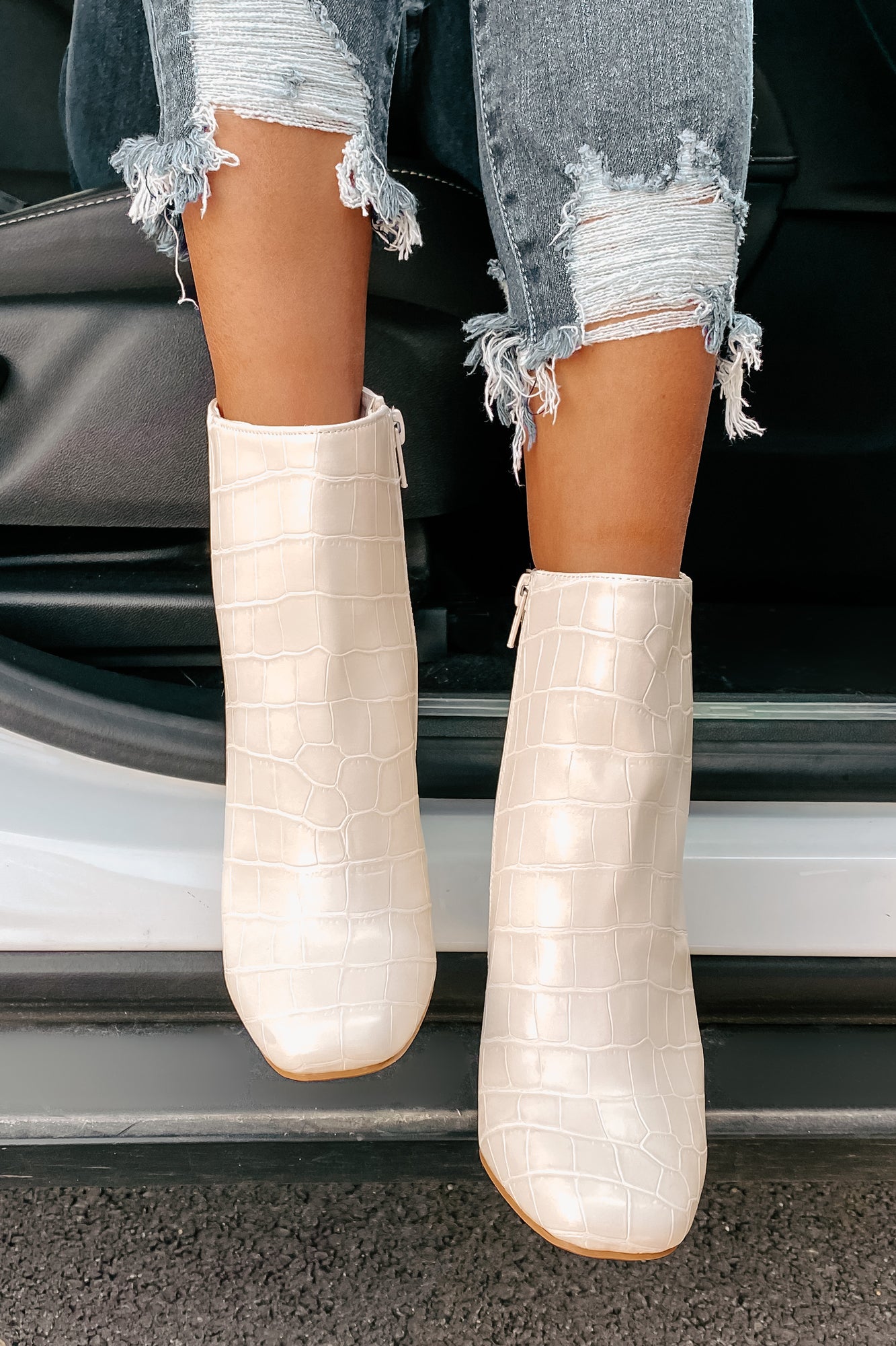 Faux croc best sale ankle boots