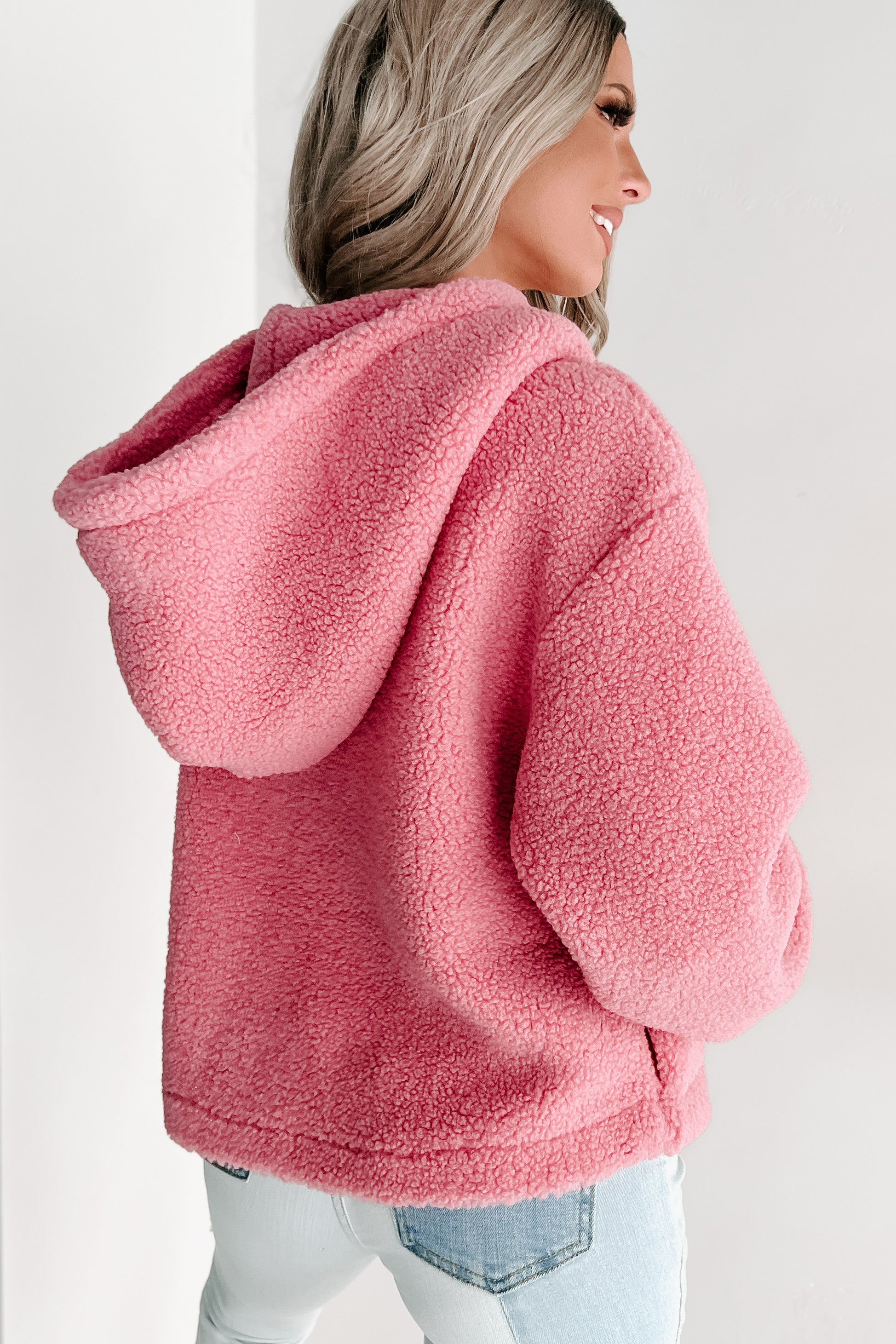 Doorbuster- Too Sweet For Words Hooded Teddy Pullover (Pink) - NanaMacs