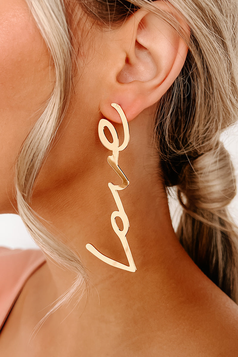 Love Lives Here "Love" Earrings (Gold) - NanaMacs