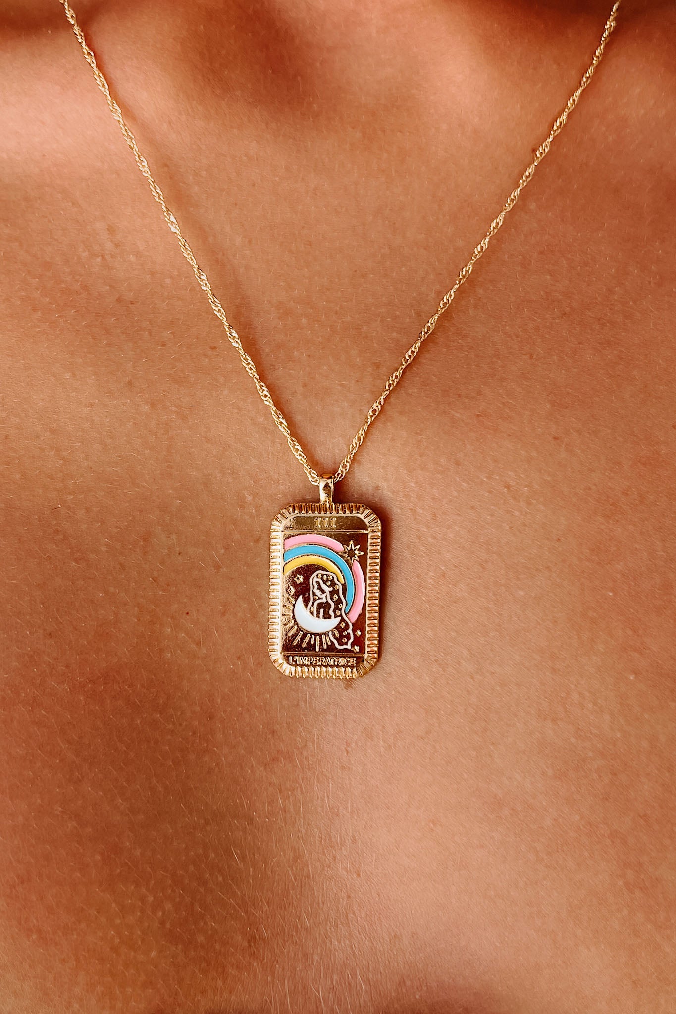 Giving Off Vibes Tarot Card Charm Necklace (Gold) - NanaMacs