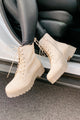 Croc Lock & Drop It Croc Clear Sole Combat Boots (Natural) - NanaMacs