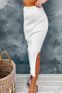 Around The City Sweater Knit Midi Skirt (Whip Cream) - NanaMacs