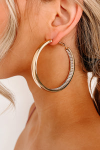 Simple Opulence Large Rhinestone Lined Hoops (Gold) - NanaMacs